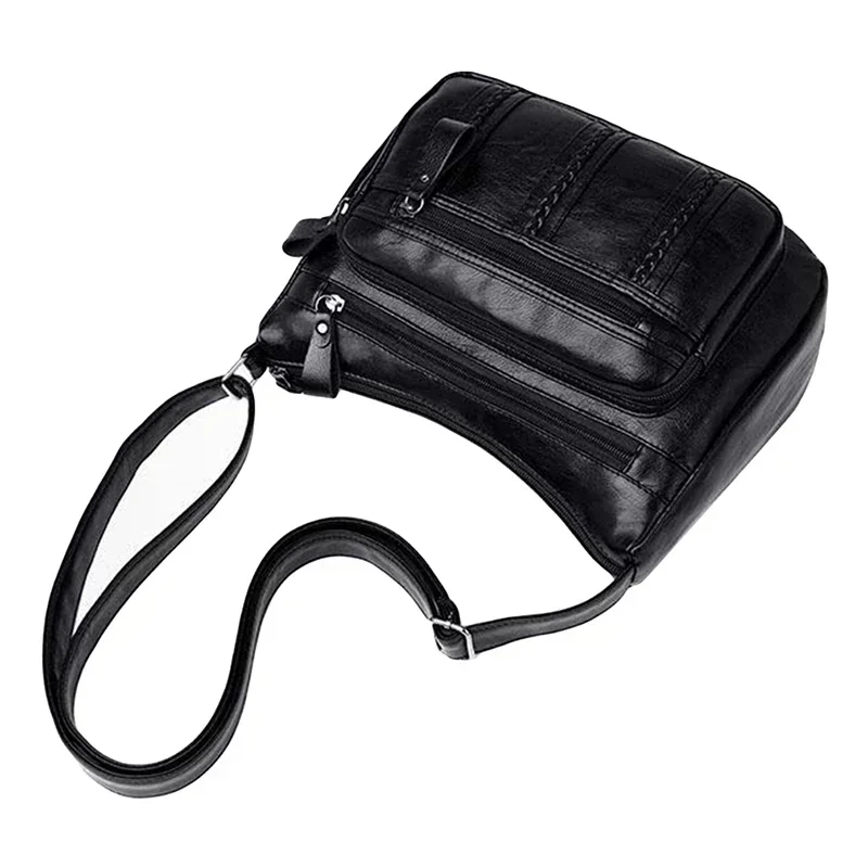 New Casual Female Bag Soft PU Leather Shoulder High-quality Multi-pocket Shoulder Bag Solid Color Ladies Crossbody Bag