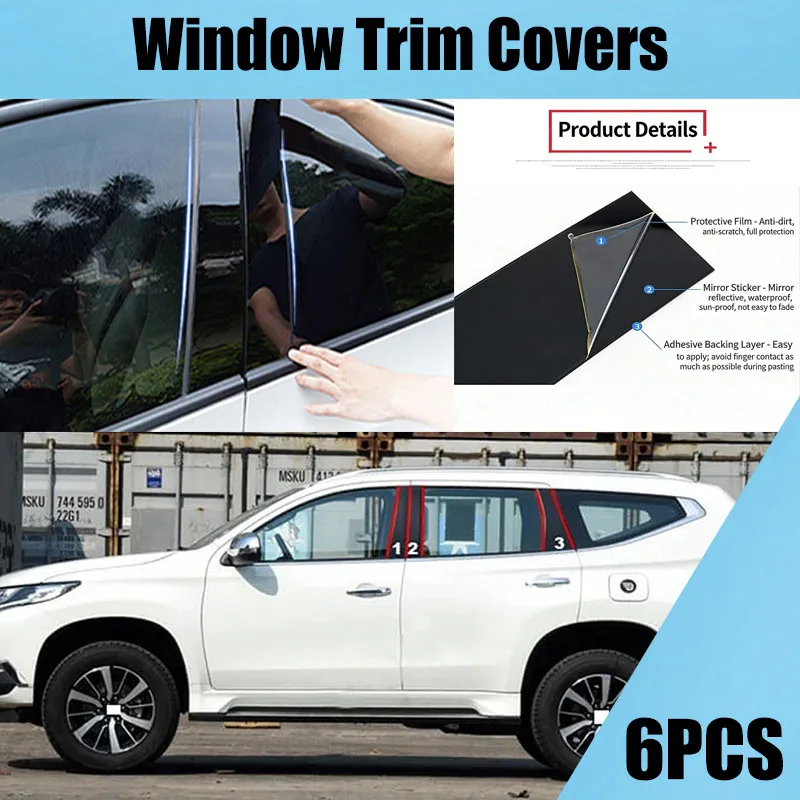 Car Window Door Trim Stickers Pillar Posts for Mitsubishi Pajero Sport Montero Sport 2015 2016 2017 2018 2019 2020 2021 2022