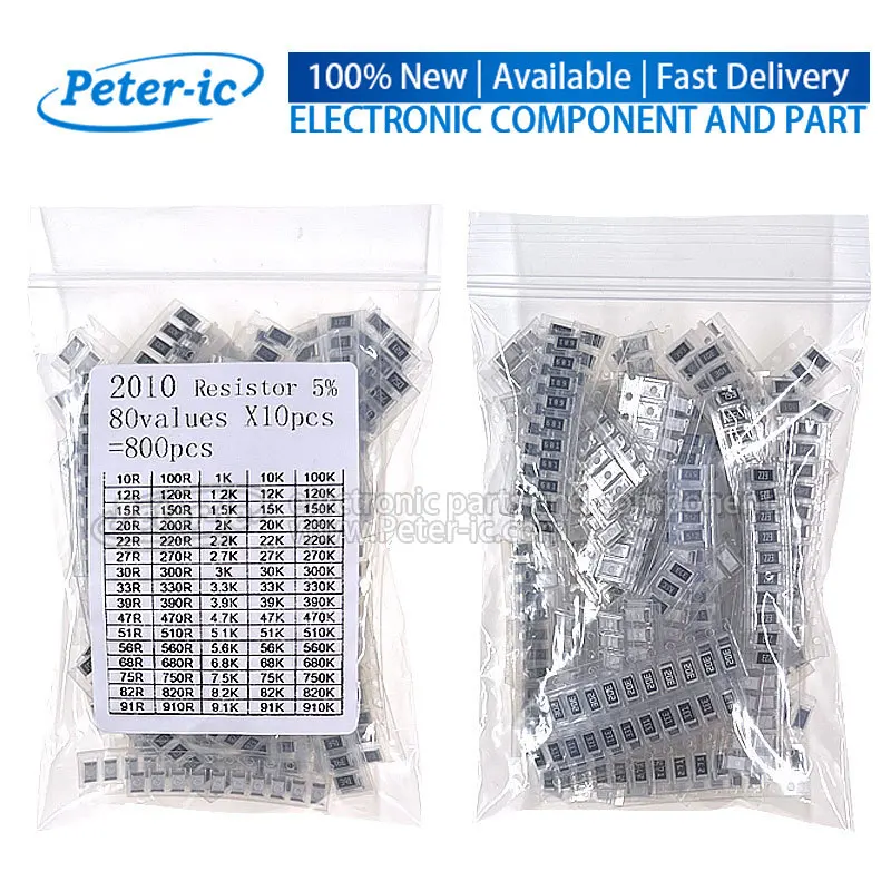 10/33/80Values Set of Resistors 1210 2010 2512 SMD Resistor Assorted Kit 1R-1M Sample 5%(50-800pcs)