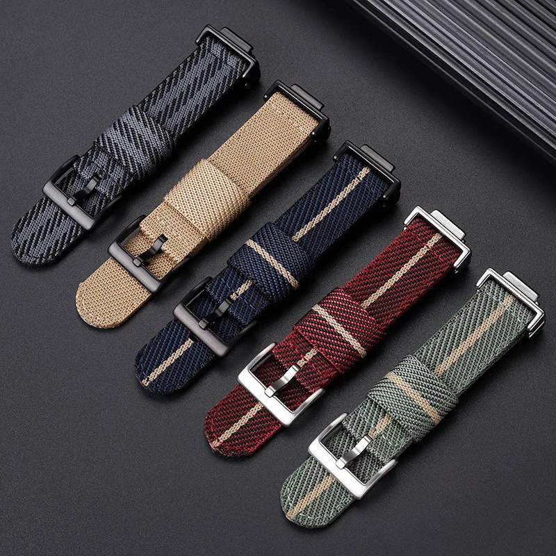 Nylon canvas watch strap for CASIO DW5600 GWb5600 GWM5610 GM5600 blue black gray red cyan khaki men's watchband silver adapter