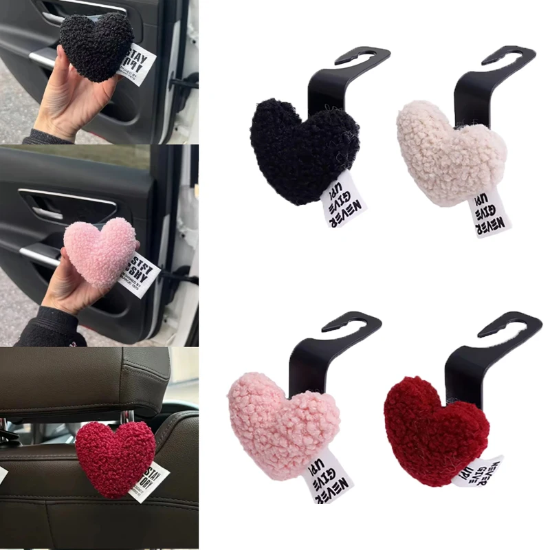 

Multifunctional Storage Hooks For Car Seat Back Row Love Heart Plush Hooks ABS Material Sturdy And Durable Car Accessories