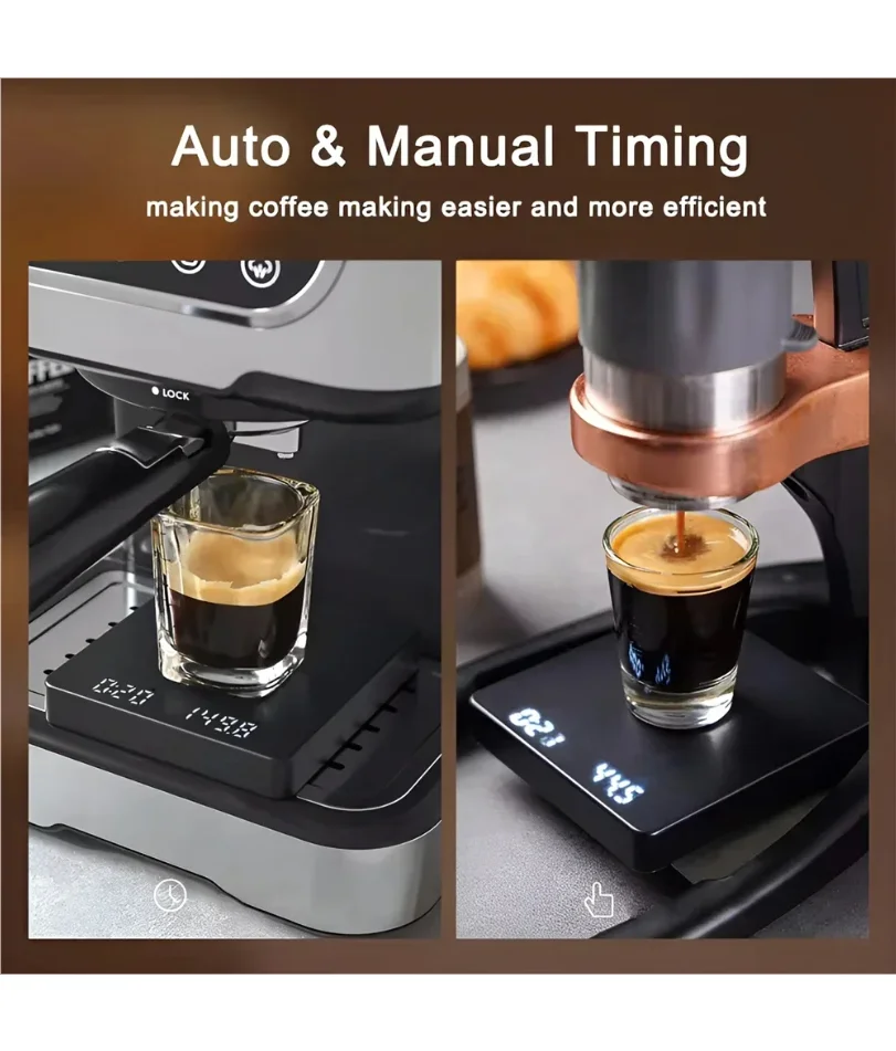 1Set Electronic Coffee Scale with Silicone Pad Digital Coffee Scale with Timer LED Display USB Charging Home Cafe Use Good Gift