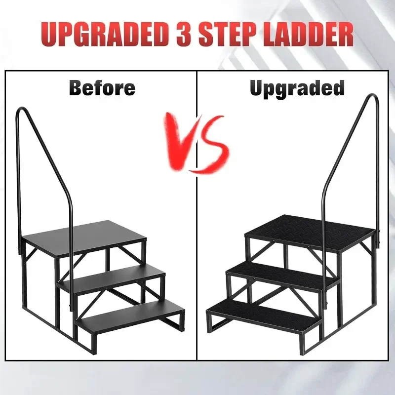 Hot Tub-trappen met leuning 3-traps RV-trappen Update 3.0 RV-trap voor buiten met antislippedalen | RV-ladders voor reisaanhangwagens