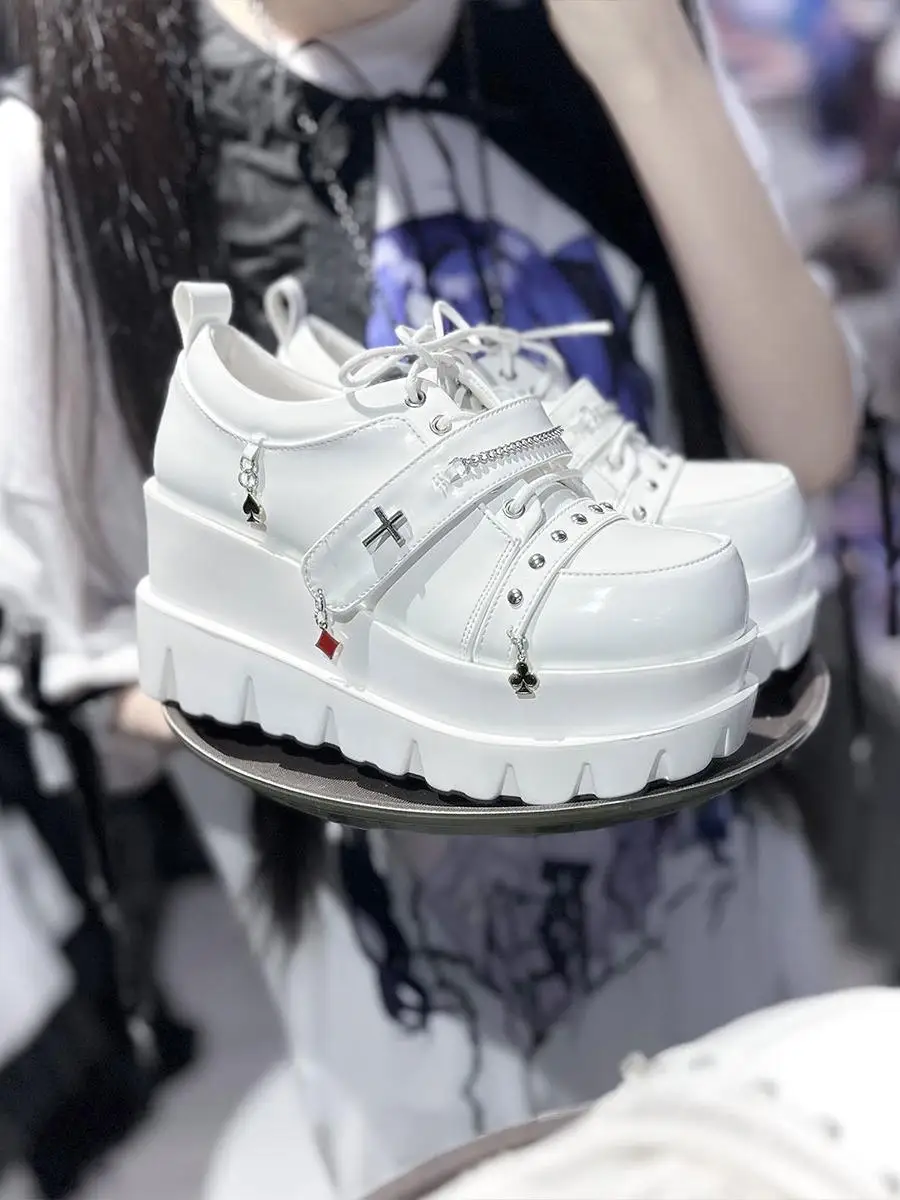 

Bizarre College Y2k Subculture Spicy Girl Туфли на толстой подошве в стиле панк Бисквит Туфли с круглым носком Одиночные туфли Лолита Девушка