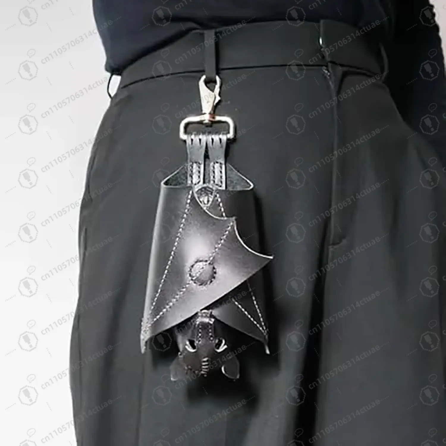 

Gothic Fashion Statement: Leather Bat Coin Purse with Folding Wings, Handmade Suede Wallet Set (2pcs)