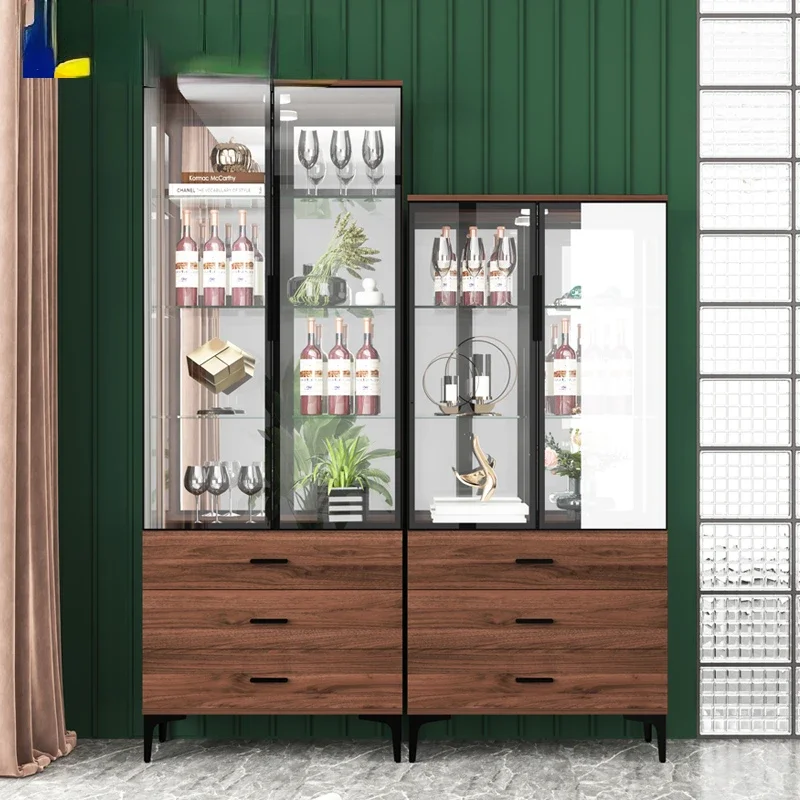 

Partition Entrance Cabinet Living Room Glass Door Sideboard Display Cabinet Integrated High Cabinet against the Wall