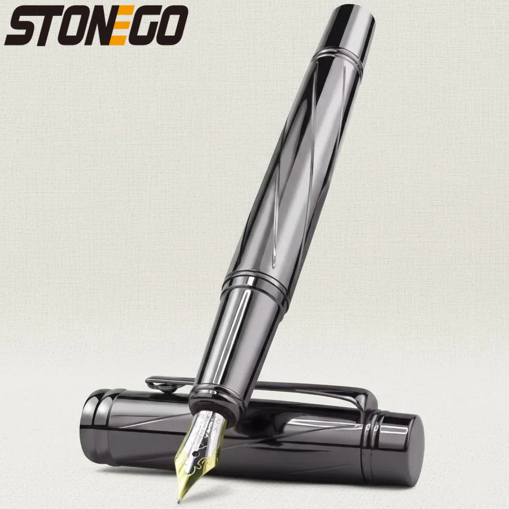 

Роскошная перьевая ручка с наконечником среднего размера и поворотным конвертером, металлическая каллиграфическая ручка для стандартных чернил, канцелярские принадлежности