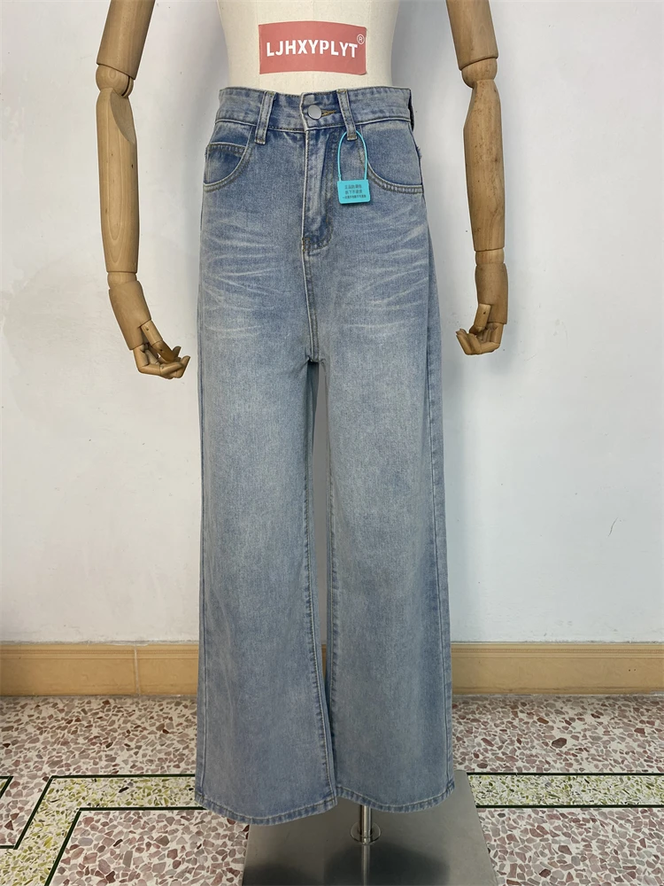 

Женские широкие уличные джинсы с эффектом усов, персонализированные брюки для молодых девушек, повседневные брюки, женские ковбойские мешковатые брюки