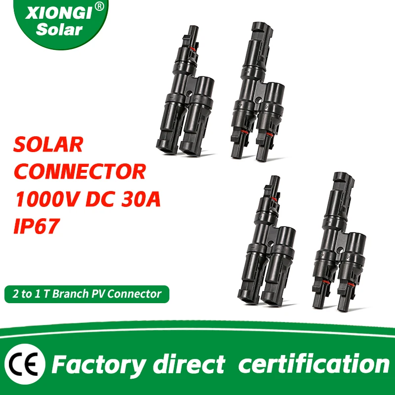 XIONGISOLAR  Solar Y Branch 2 to 1 DC Connectors PV IP67 Connector in Pair for Parallel Connection Between Solar Panels FMM+MFF