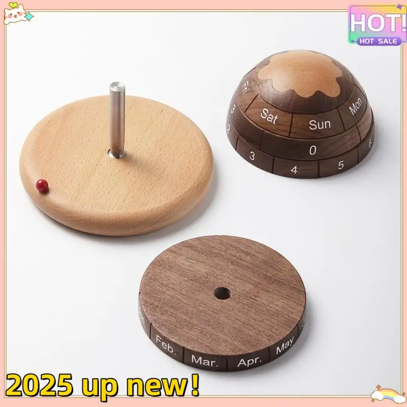 1 세트 나무 데스크탑 달력 장식 사무실 책상 장식 블록 달력 책상 브라운