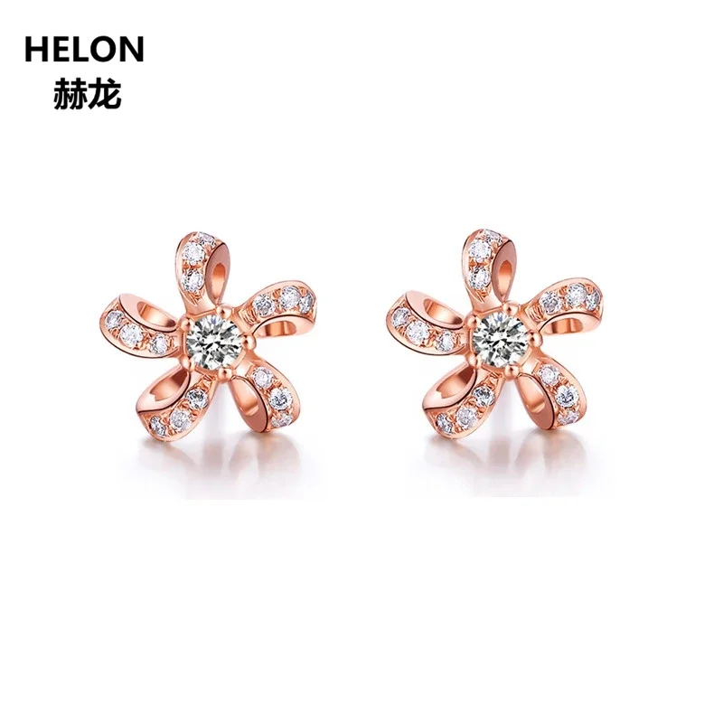 

Solid 14k Rose Gold Earrings for Women 0.15ct Natural Diamonds Stud Earrings Fine Jewelry Trendy Unique