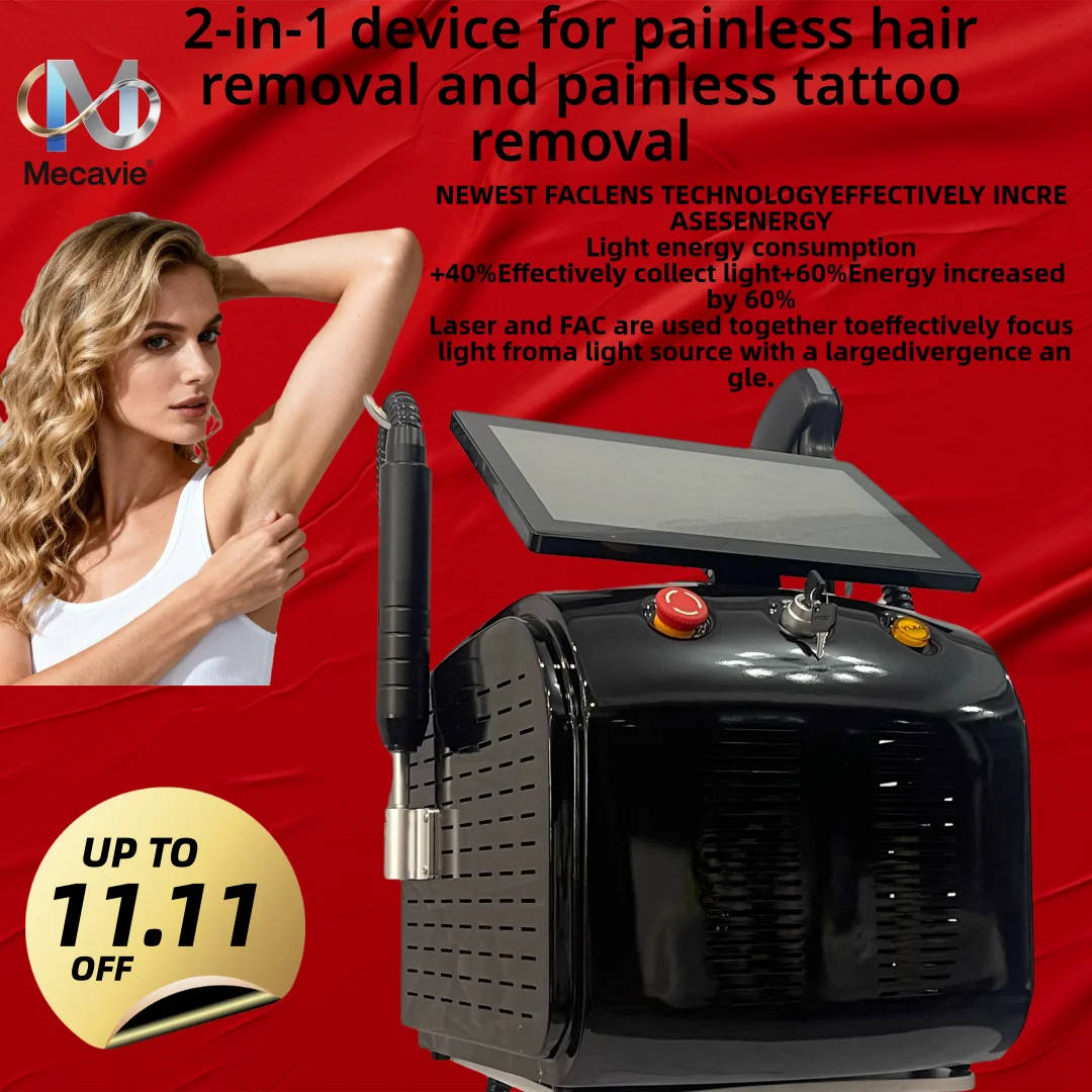 

2in1 Diode Laser Hair Removal Tattoo Removal Machine 808nm 755nm 1064nm with Picosecond Laser 4-Wavelength System for Salon Use