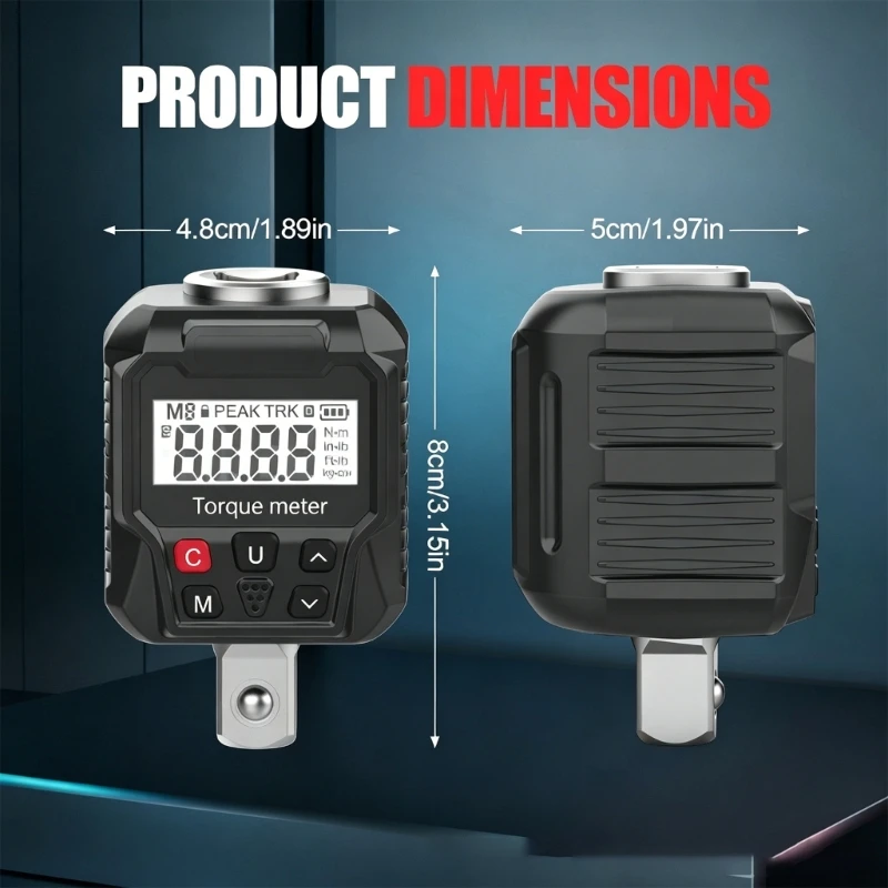 1/2 Drive Torque Adapter with LCD Readout and Front Controls for Garage and Vehicle Maintenance Support Workflows M4YD