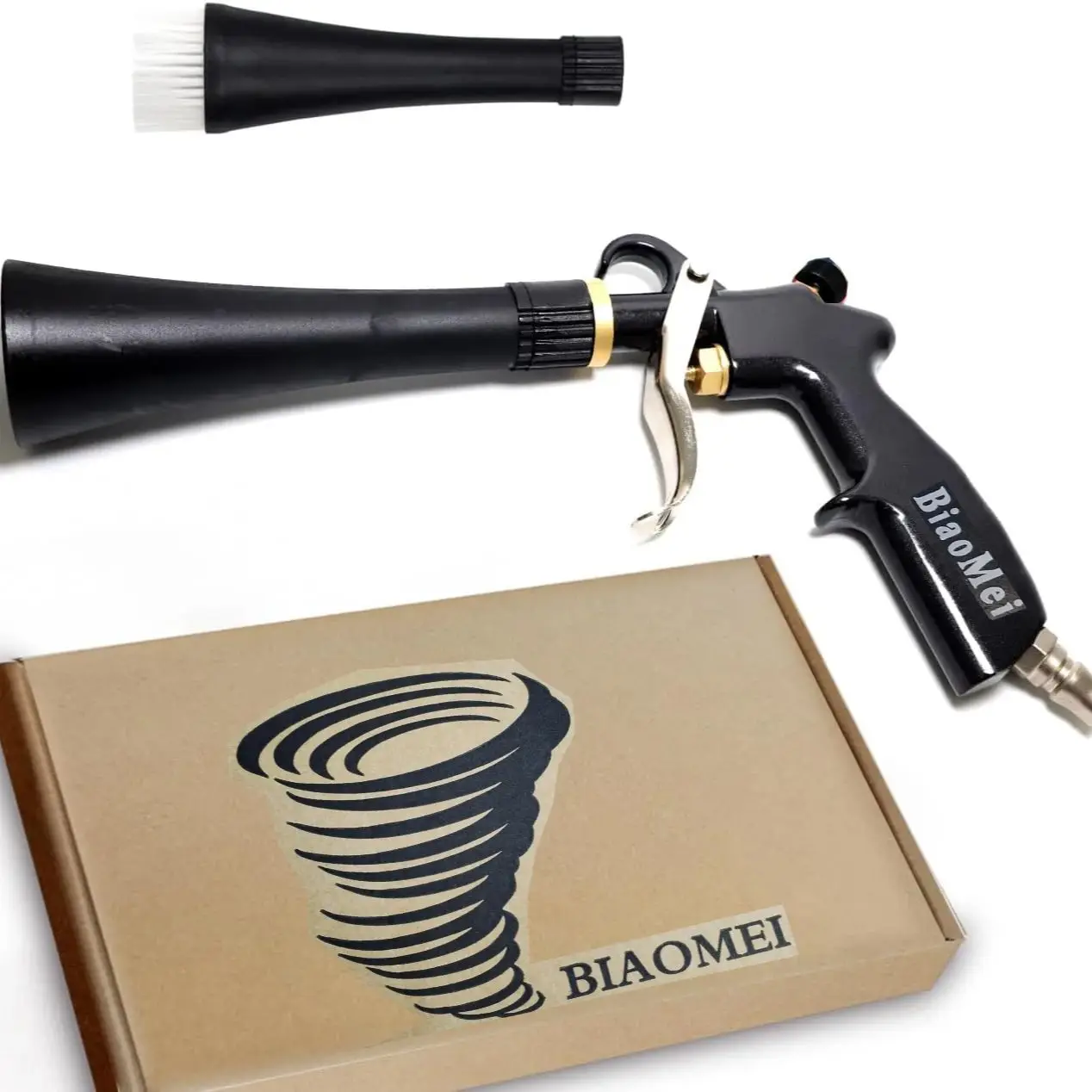 Tornador Luchtblaaspistool Auto-interieur Reiniging Tornado Gun Hogedruk Auto Detaillering Reinigingsgereedschap met mondstuk - afbeelding 2