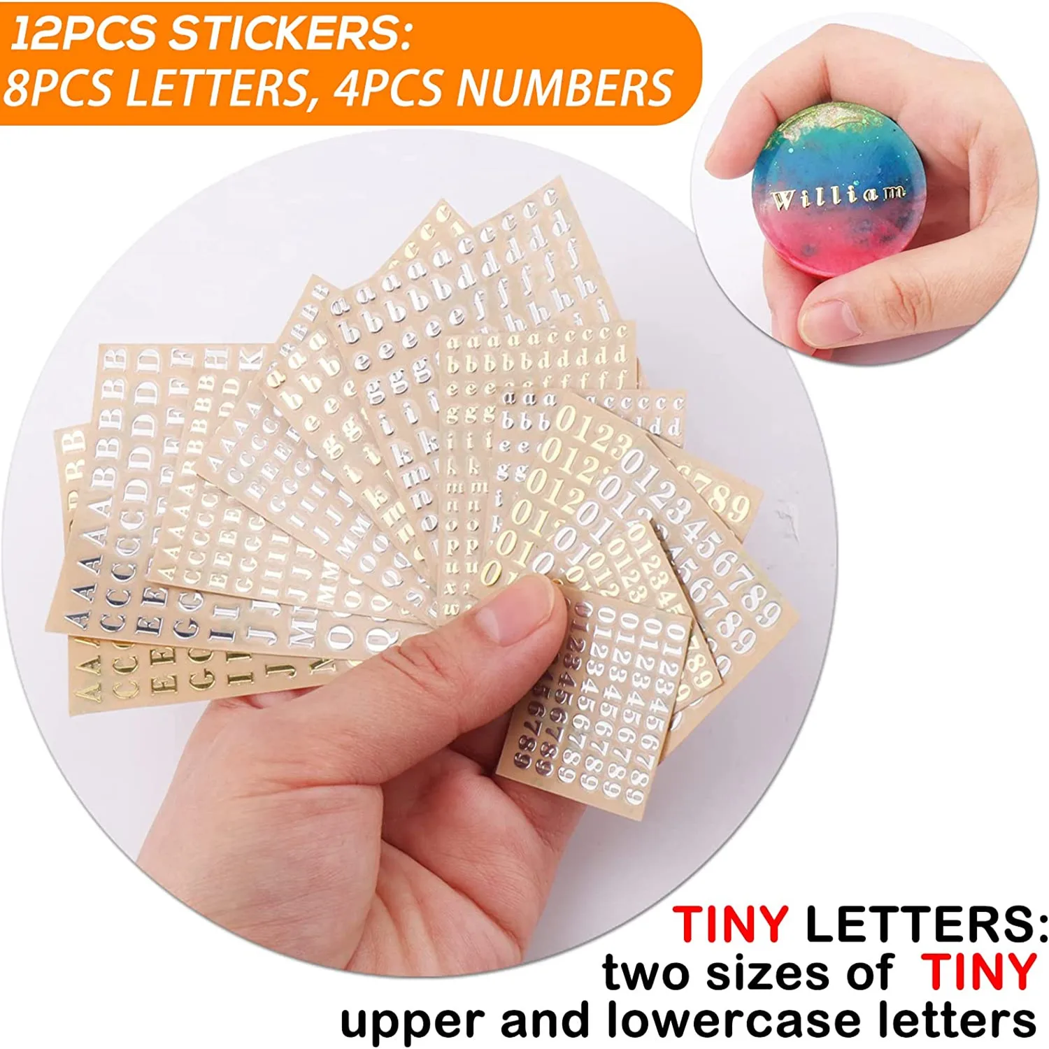 Letter Resin Stickers Alloy Alphabet Number Self Adhesive Glitter Gold Silver Sticker Epoxy Scrapbook Diy Making Supplies Tools