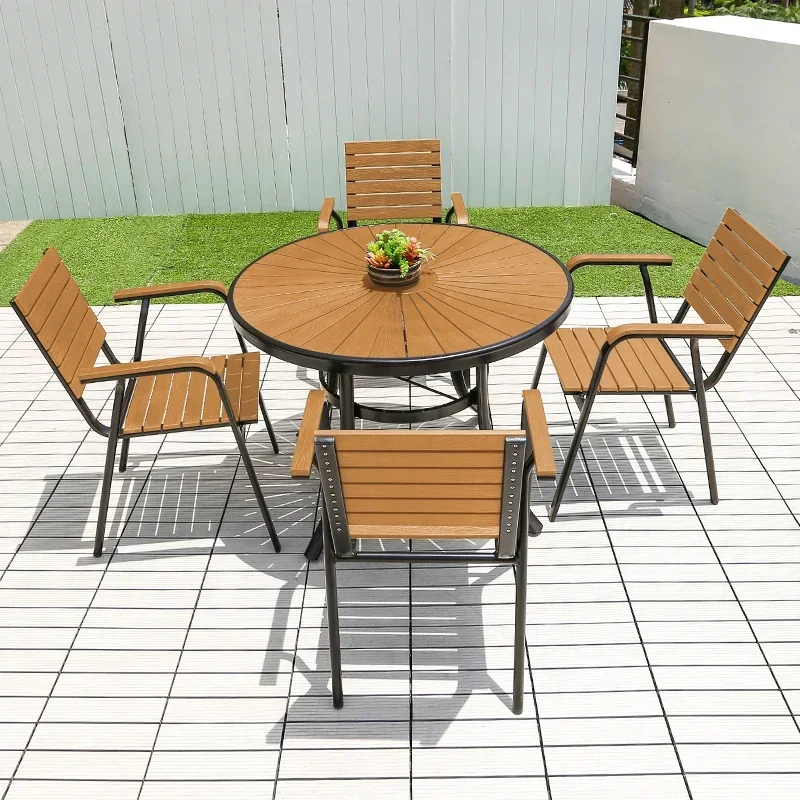 Modern Outdoor Round Dining Table Restaurant Cafe Patio Furniture Manufacturer Garden Iron Art With 4 Chairs