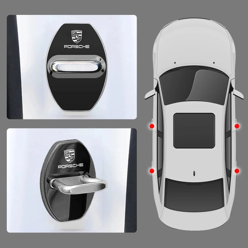 자동차 문짝 잠금 커버 스테인레스 스틸 보호 액세서리, 포르쉐 911 718 카이엔 카이맨 파나메라 마칸 타이칸 박스터, 4 개