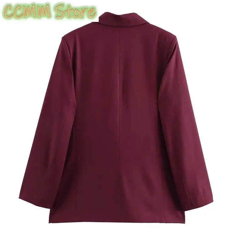 Women's Blazer Outerwears Office Wear Women Suit Jacket Autumn Long Sleeve Burgundy Blazers Formal Woman Minimalist Blazer