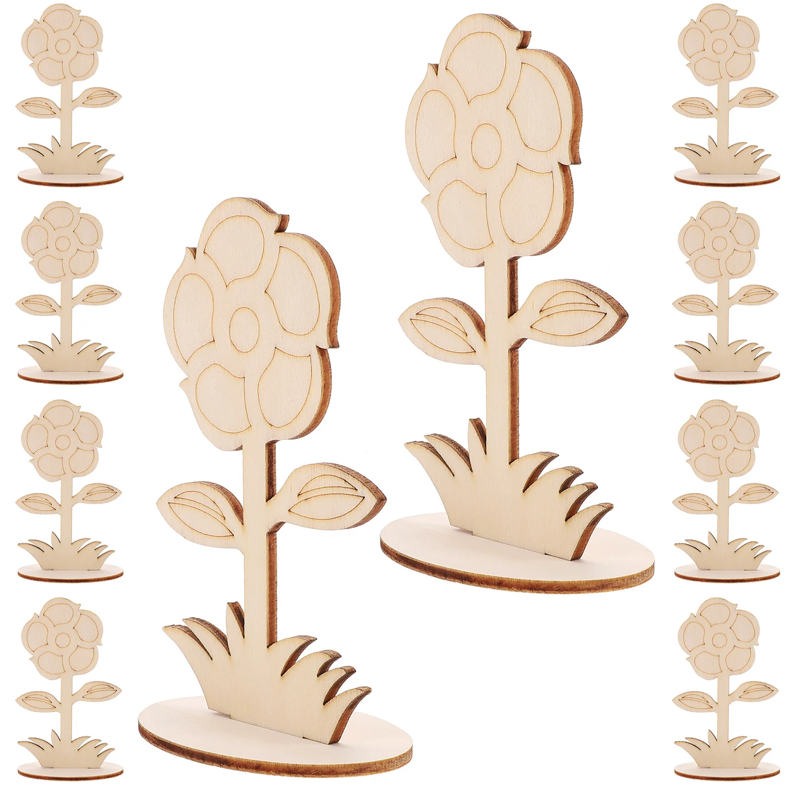 

12Pcs Unfinished Wooden Flowers Flower Cutouts for Crafts DIY Painting Drawing Tabletop Wedding Decor Wood Flowers