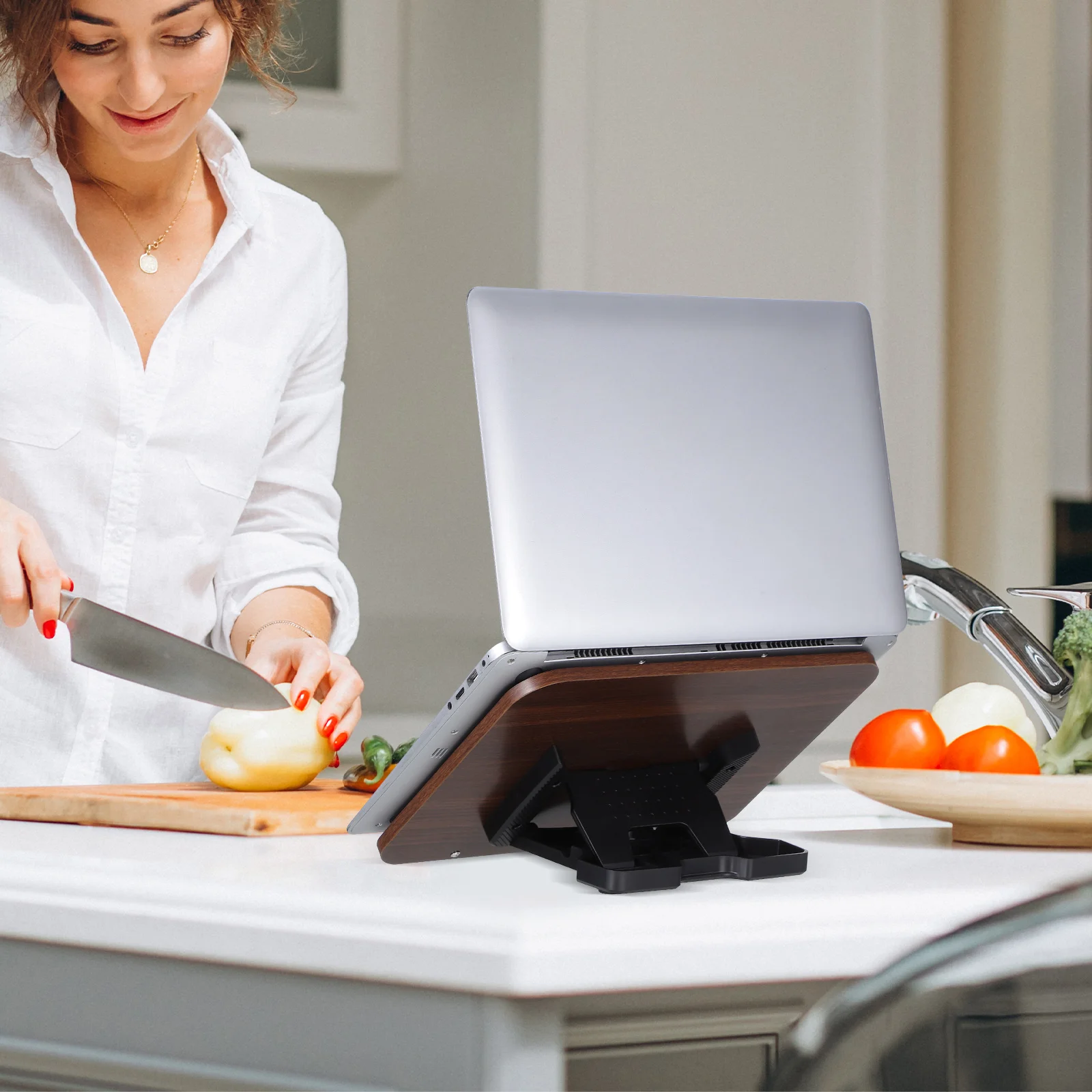 

Adjustable Walnut Book For Reading Cookbook Laptop 13 Levels Wood Book For Desk Textbook Magazines Recipes Stand Page Holder