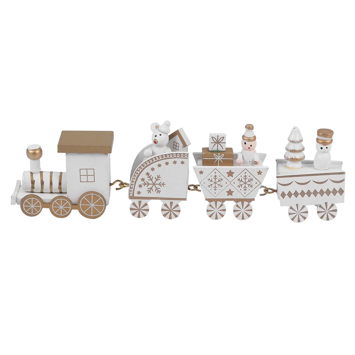 4 Pcs/Set Upgrade The Red Four-section Wooden Train Christmas Ornament Toy Painting Craft Decoration