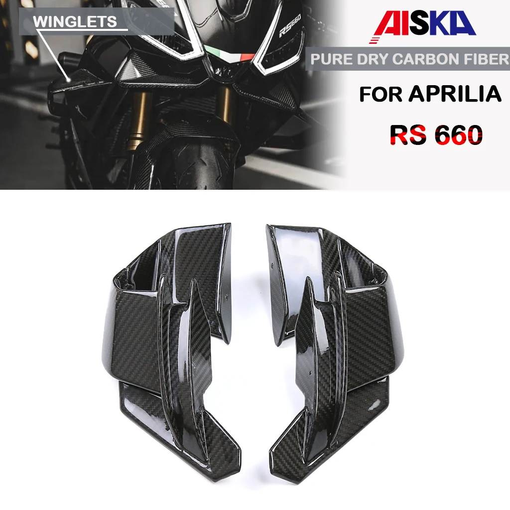 

3K Dry Carbon Fiber Motorcycle Accessories Winglets Fixed Wind Wing Air Deflector Fairing Kit For Aprilia RS660 2021 2022 2023