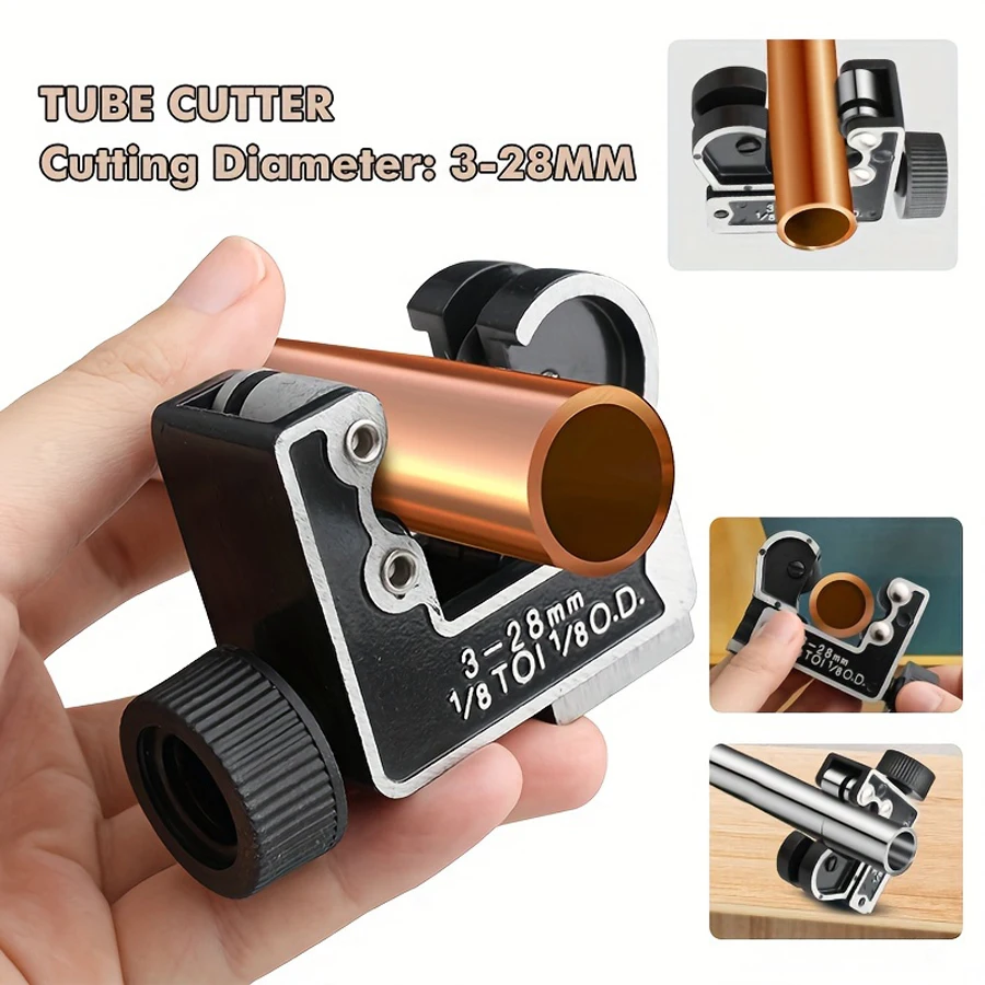 Mini Tubing Cutter Fast Cutting Tube Slicer Pipeline Shear 3-28mm for 1/8 To 1 1/8 OD for Copper Brass Aluminum Alloy Steel Pipe