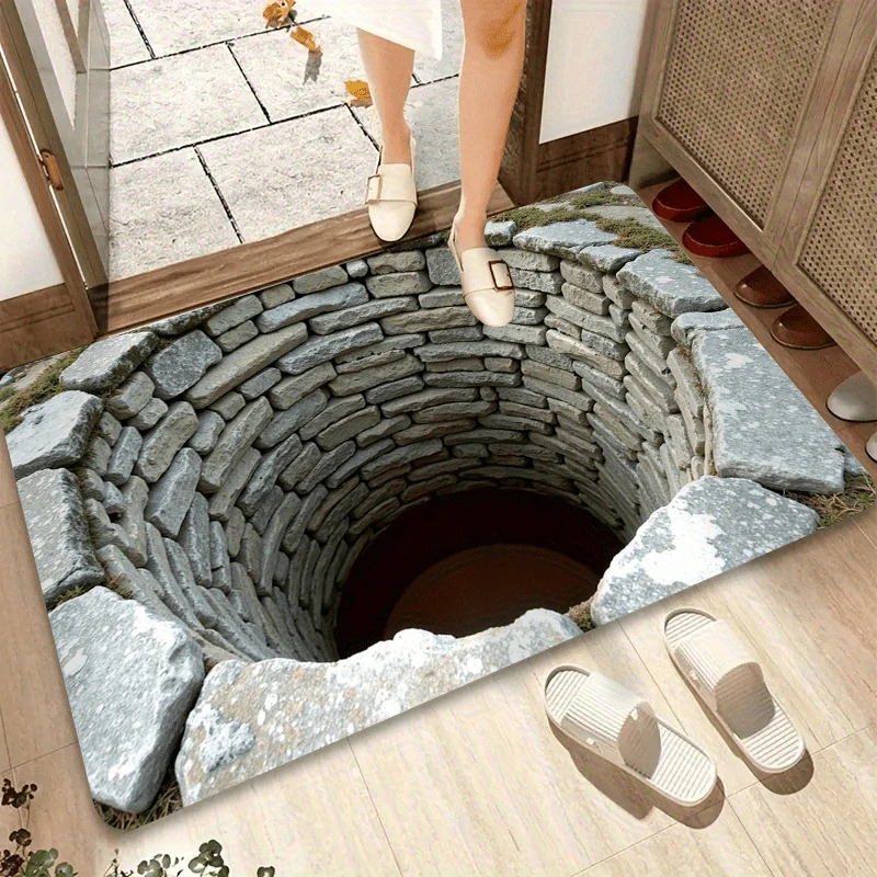 

Коврик для двери VIKAMA 3D с винтажным каменным узором, нескользящий моющийся коврик с принтом под каменную косточку, причудливый коврик для домашнего декора