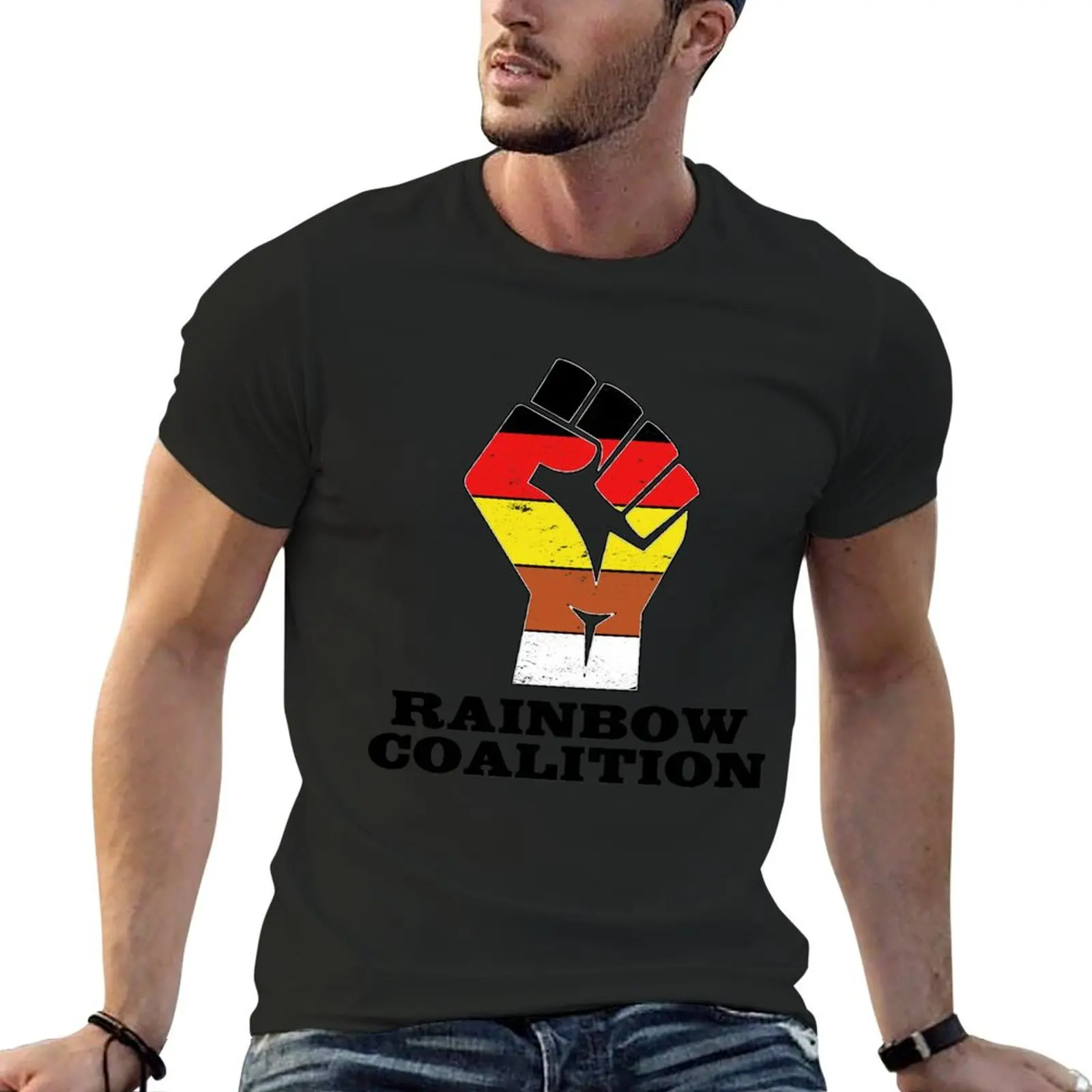 Updated Retro Vintage Rainbow Coalition Logo - Chicago 1969 T-Shirt Short sleeve tee oversized t shirt men