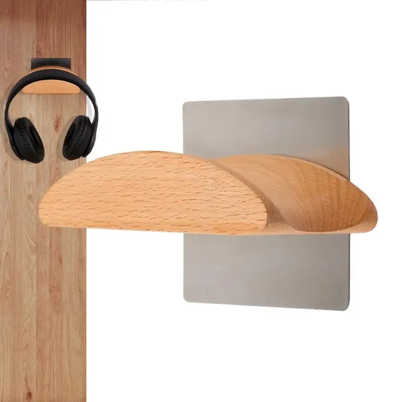 Universal Headphone Wall Mount Simple Hook Wood Headset Hanger Stand Headphone Holder Display Headphone Hanger