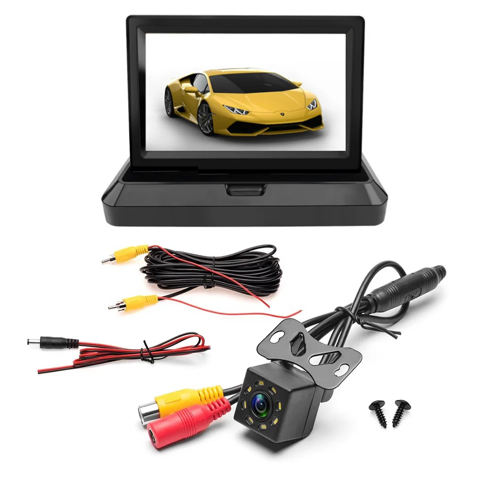 

4.3/5 Inch Tft Lcd Hd Monitor Display Two-Way Av Input Reversing Rearview Backup Camera Foldable Display Car Multimedia Screen