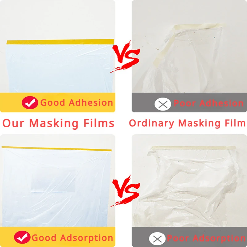 Pre-Taped Masking Film Plastic Sheeting Automotive Washi Tape No Residue Painters Plastic Drop Cloth for Painting