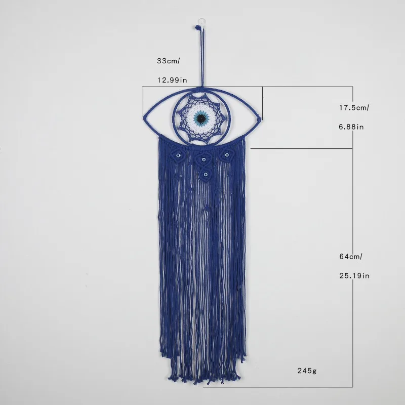 Nordic Handwoven Evil Eye Tapestry Turkish Nazar Wall Art Cotton Fringe Hanging Bohemian Home Decor Craft Unique Gift for Friend view 2