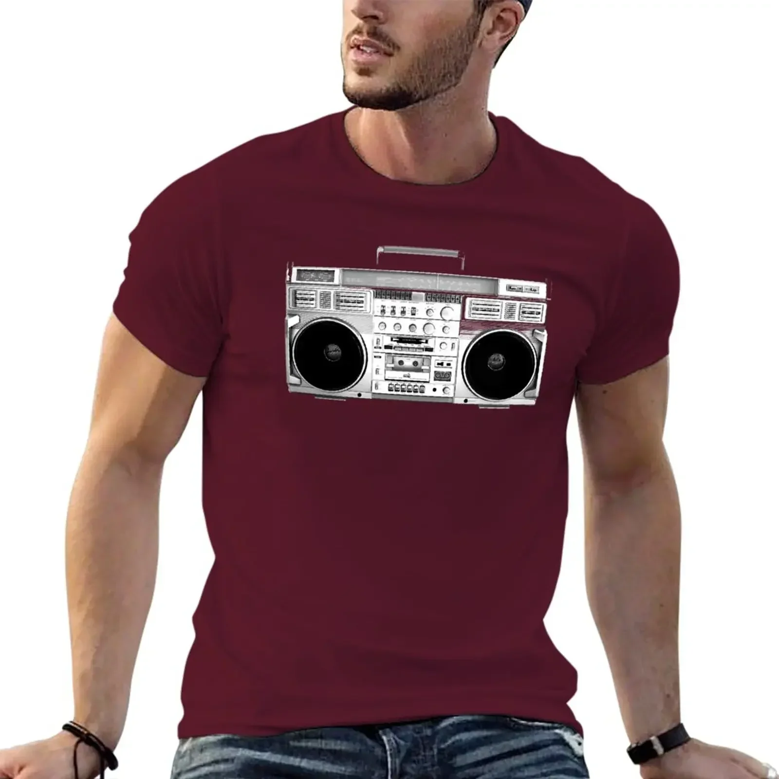 Short Big and Tall T Shirts for Men New Boom Box T-Shirt Tees Graphic Oversized Clothing Summer Style Tops Oversized Tees Cotton