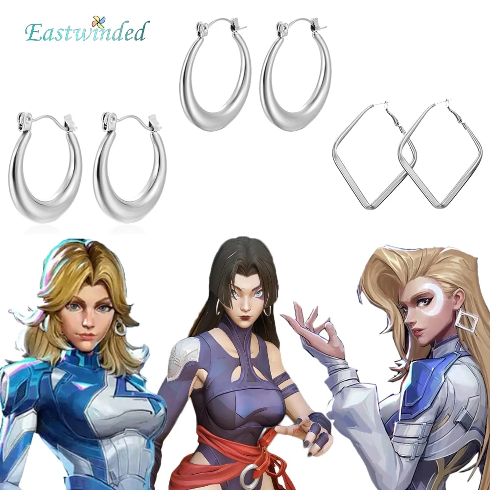 

Игра Rivals Косплей Psylocke Susan Storm Dagger Fantasia Серьги Фэнтезийный костюм Аксессуары Женские серебряные серьги Опора Подарки