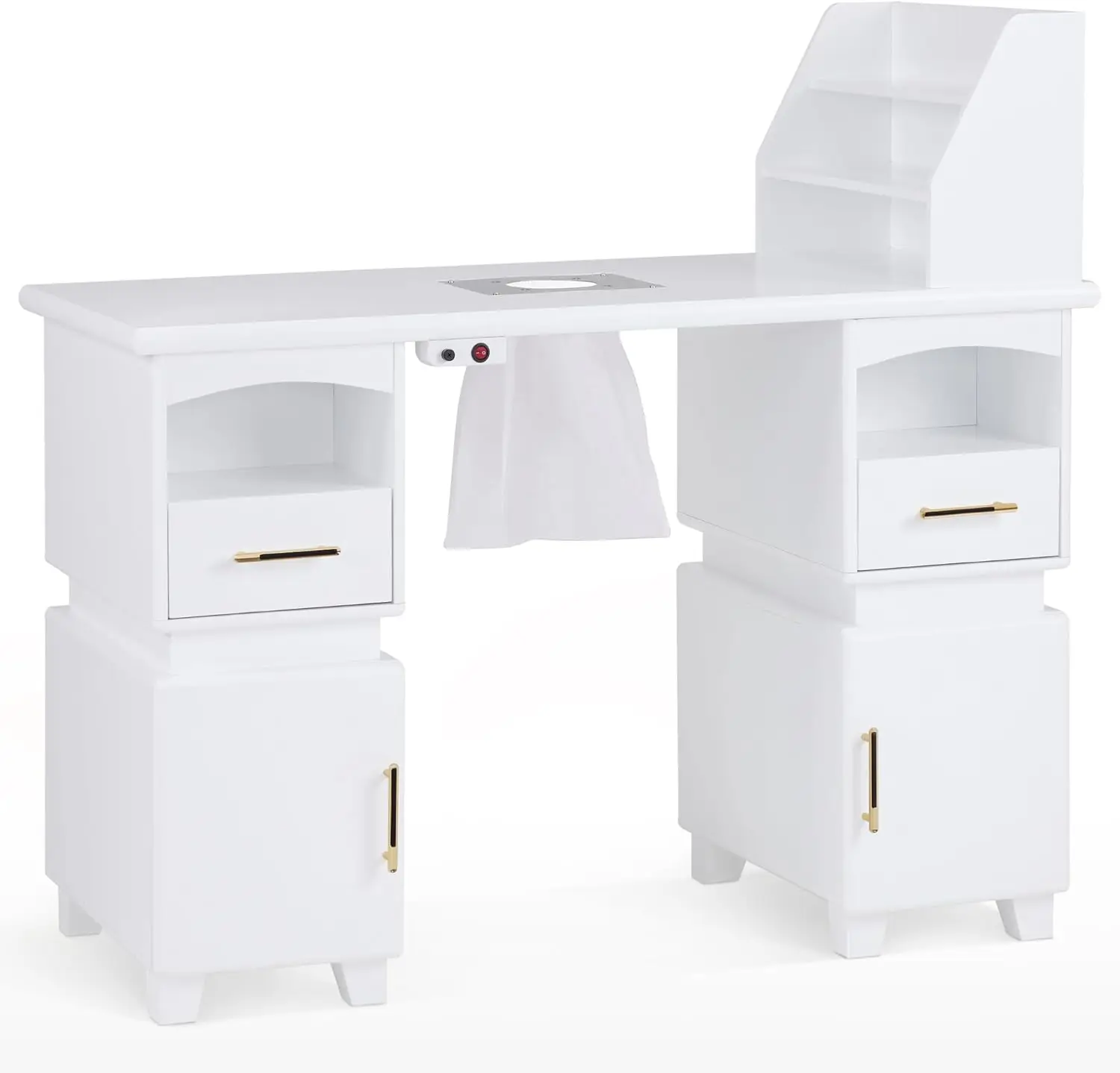 Table de manucure avec collecteur de poussière électrique, bureau de maquillage des ongles avec étagères, station de travail de salon de beauté de rangement avec Piazza