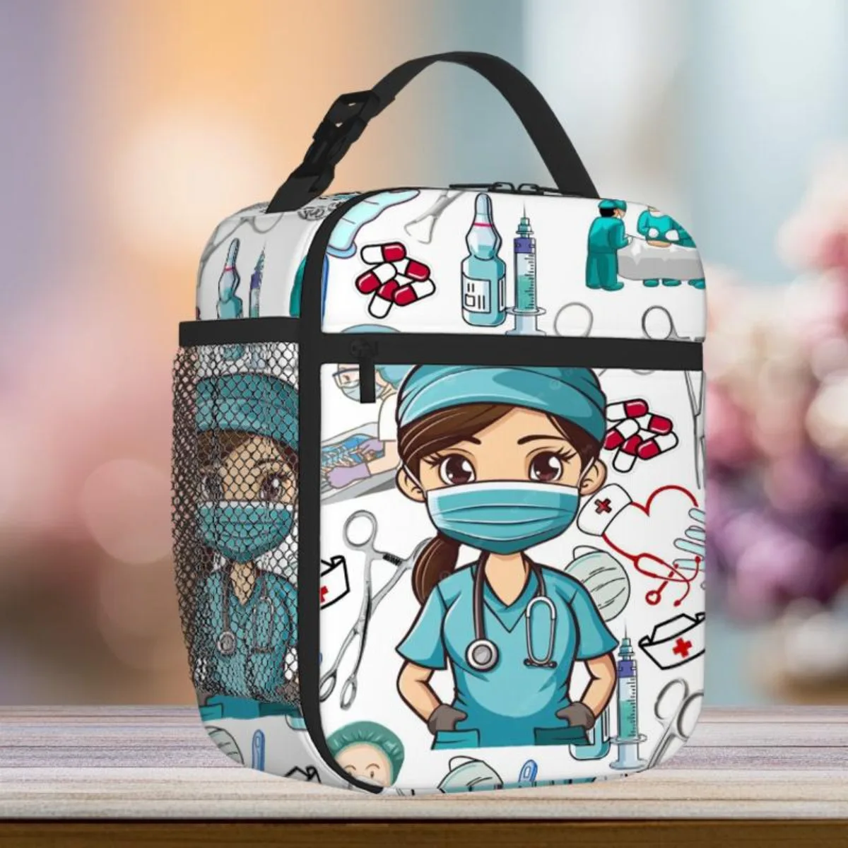 حقيبة حرارية ذات طابع طبي مع تصميم للممرضات والأدوات الطبية - صندوق غداء على الوجهين، ترمس للمستشفى والعيادة والمكتب #5