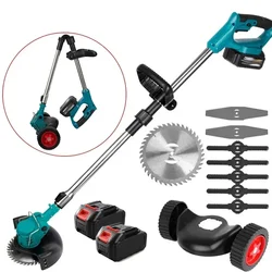 1500W Electric Lawn Mower Length Adjustable Foldable Cordless Handheld Rechargeable Garden Shrub Pruner for Makita 18V Battery