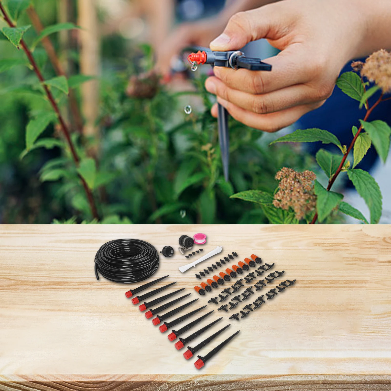 20 Port Drip Irrigation System with 25m Tubing for Garden Greenhouse Lawn and Agricultural Watering Applications