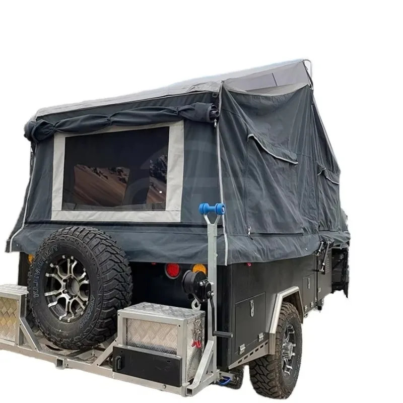 Customized Tiny Camper Trailer Mini Utility Vehicle 4x4 Offroad Toy Hauler with Pop Top Tent for Adventure Deal