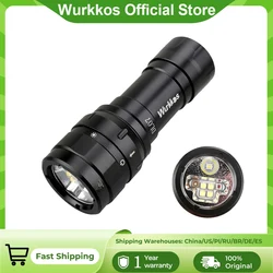 Wurkkos DL07 linterna de buceo multicolor LED luz blanca roja interruptor giratorio recargable impermeable potente 26650 inundación y punto