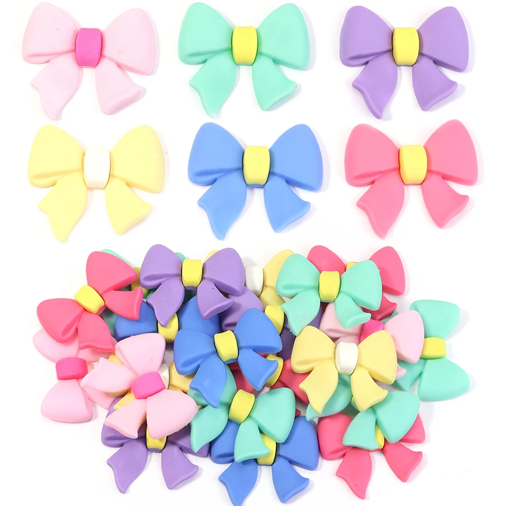 

20Pcs Double Color Flatback Bowknot Cabochon Scrapbooking Art Charms Decoration DIY Jewelry Hairpin Craft Decoration Accessories