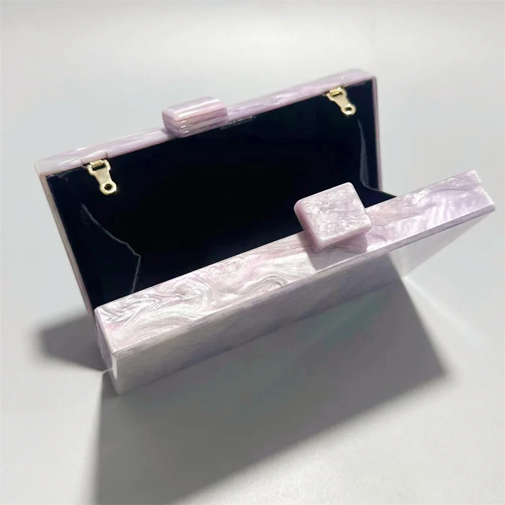 Purple Glitter Acrylic Money Clutch Women Bridal Handbags Evening Wedding Party Cocktail Minaudiere Female Purse Mini Flap Bag