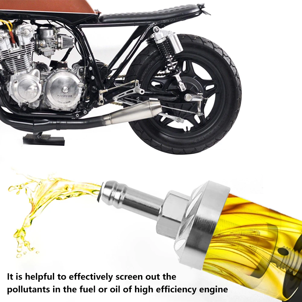 8mm Universal Aluminum Alloy Fuel Filter Wear Resistant Washable Reusable Inline Petrol Gas Filter for Car Motorcycle