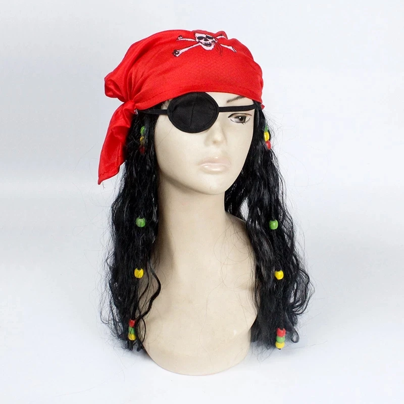 Halloween-Kostüm für Unisex Erwachsenen Pu Pirat Kapitän Jack Sparrow Perücken Hut Karneval Party Requisiten Zubehör