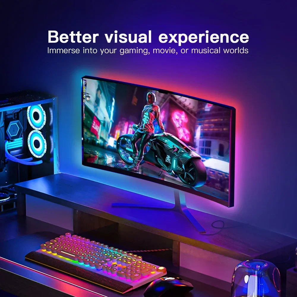 Gledopto Immersive TV Backlight Kit 3.0 Strip Light RGBIC HDMI-compatible SYNC Set Color Change Enjoy Lighting Support 4K 60Hz