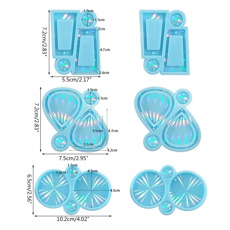 Molde de silicona de resina epoxi de cristal colgante de pendiente holográfico DIY