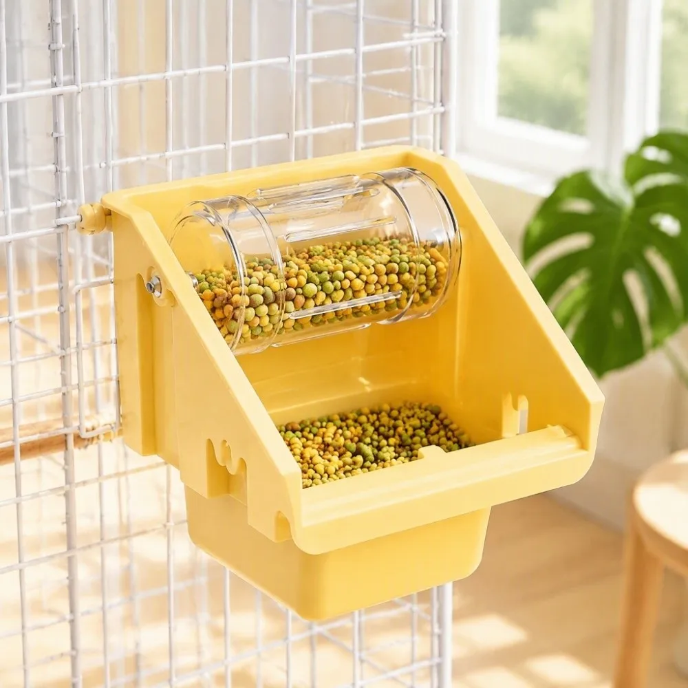 Hanging Parrot Roller Separation Feeder Transparent Splash-proof Automatic Bird Feeder Large Capacity Detachable Parrot Food Box