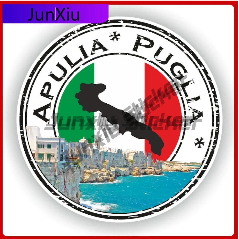 

Apulia Puglia Italy Seal Sticker Round Flag Unique Vinyl Decal Waterproof Exterior Decor for SUV Window Motorcycle Bumper