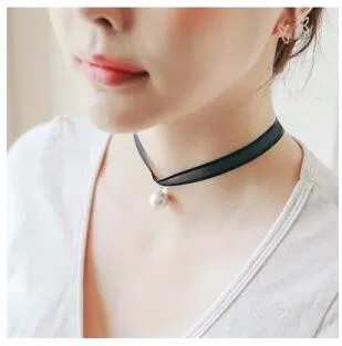 Silk Beads Harajuku Lace Necklace Neck Chain Necklace Collar Women Sweater Chain Ossicular Chain Jewelry Wholesale Female